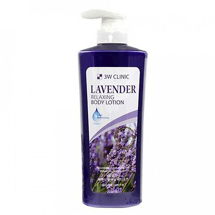 Sữa dưỡng thể dưỡng ẩm và trắng da hương hoa oải hương 3W CLINIC LAVENDER RELAXING BODY LOTION 550ml - Hàn Quốc Chính Hãng