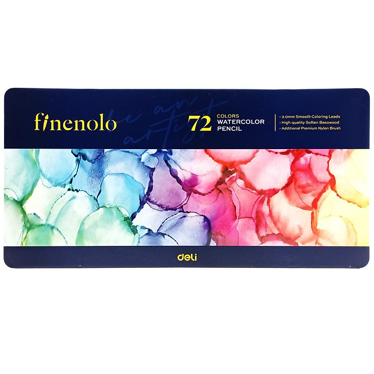 Hộp Thiếc 2 Ngăn 72 Bút Chì Màu + 1 Cọ Vẽ Finenolo - Deli EC129-72 - Ảnh 6