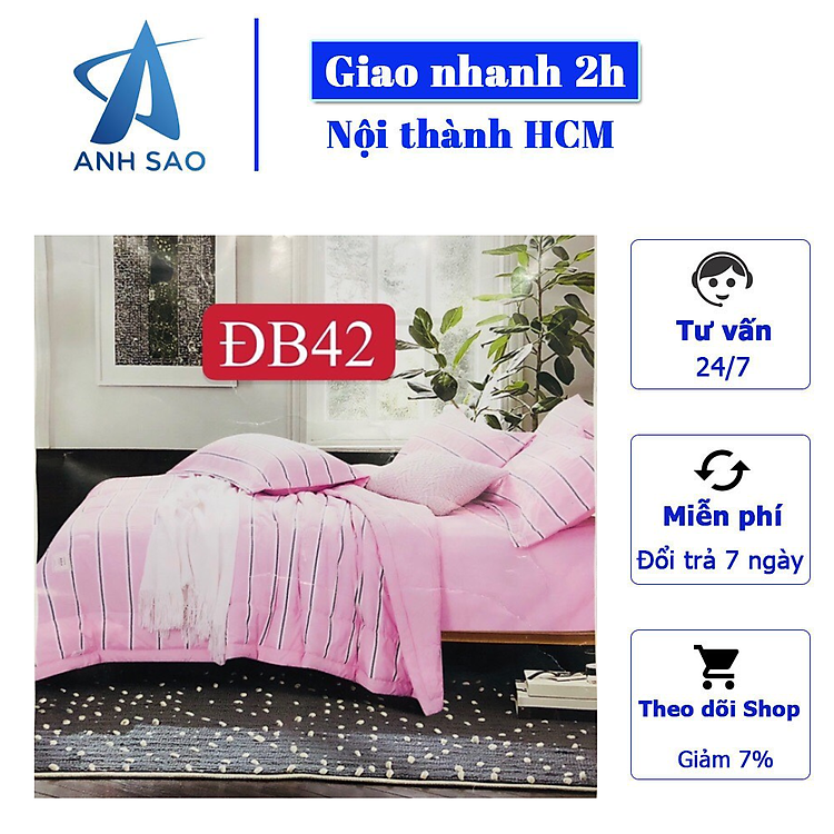Bộ chăn ga gối đũi bèo A freesize ( gồm 1 mền chần, 1 drap 1m6x2m/1m8x2m, 2 vỏ gối nằm)