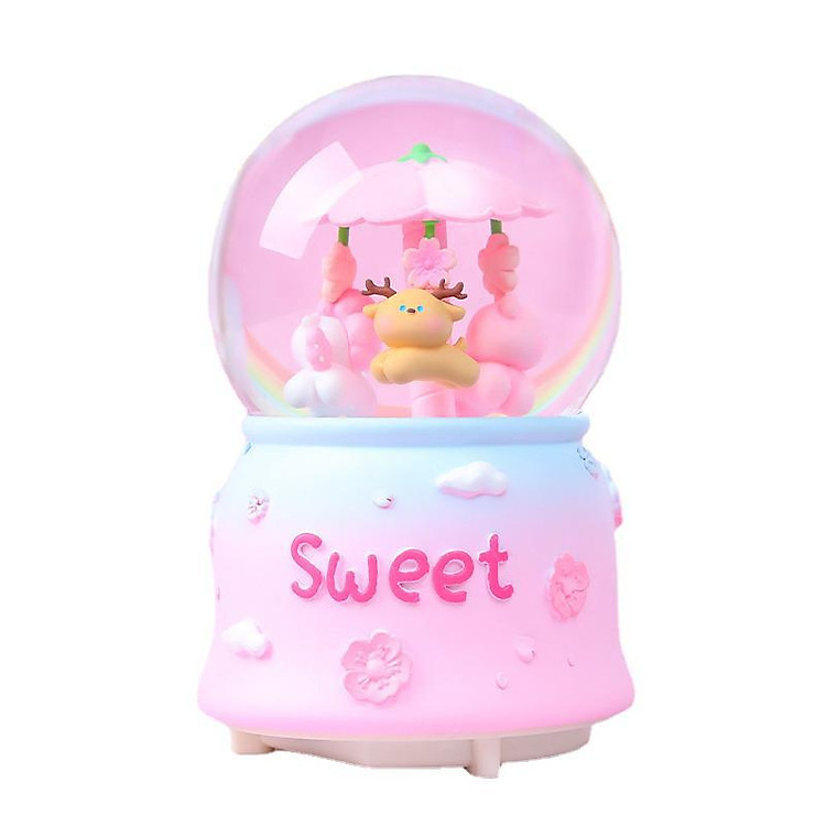 Hộp Nhạc Cầu Tuyết Hoa Đào Sakura Animal Có Nhạc - Ảnh 2