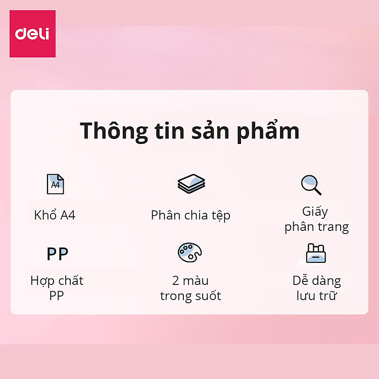 Cặp tài liệu mở rộng A4 8 ngăn Deli (1 chiếc) - Ảnh 2