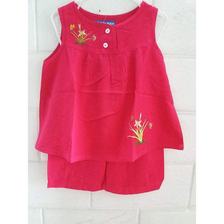 Bộ lửng sát nách vải lanh tole loại tốt cho bé gái size 4kg đến 35kg