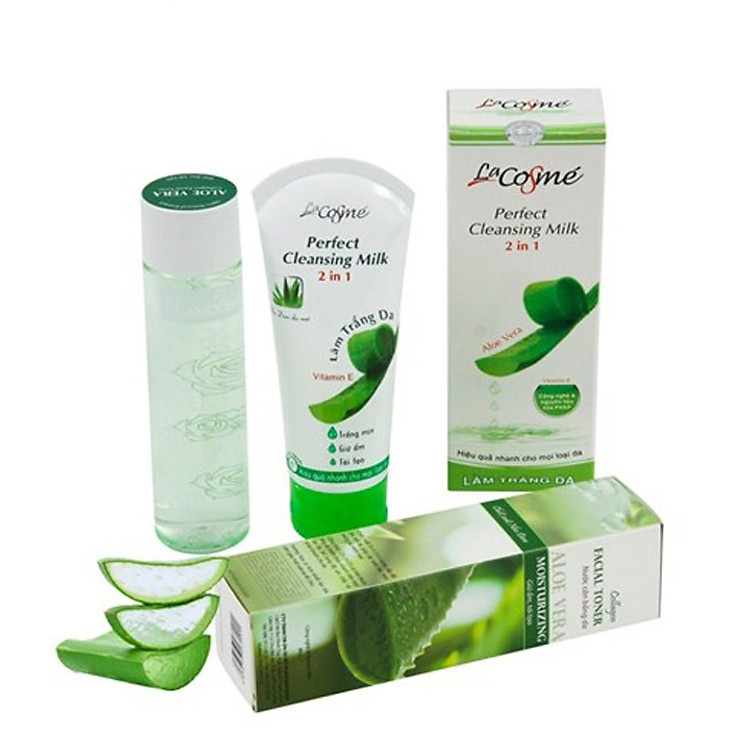 Bộ làm sạch da chiết xuất từ nha đam, sữa tẩy trang (80g) và nước cân bằng da (120ml)