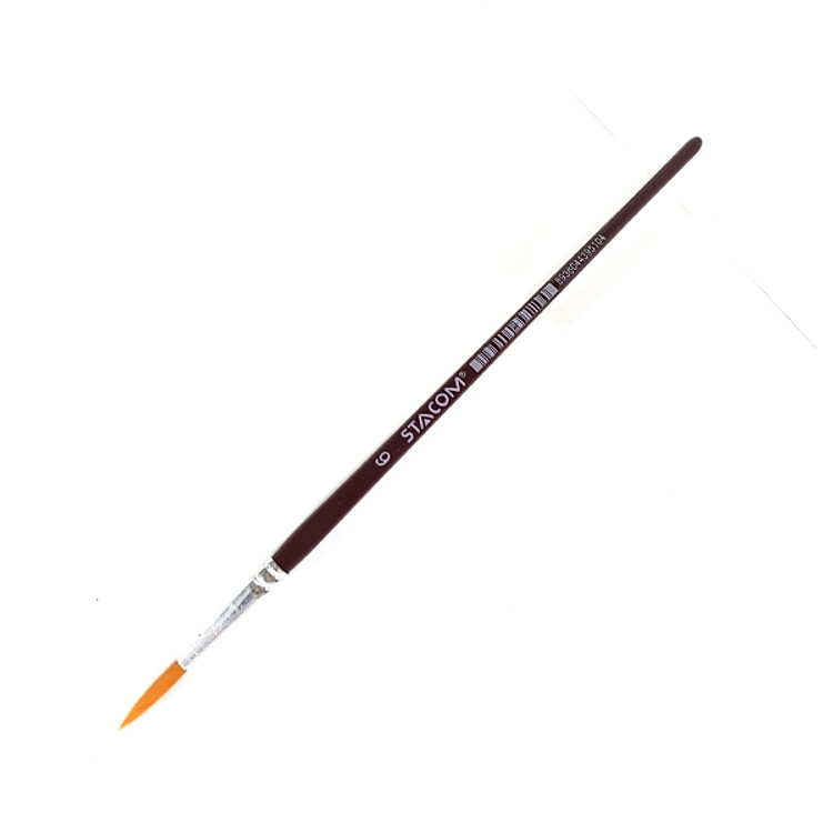 Cọ Vẽ Màu Nước Học Sinh Đầu Tròn Số 6 - Stacom BPS-S-6R - Màu Nâu