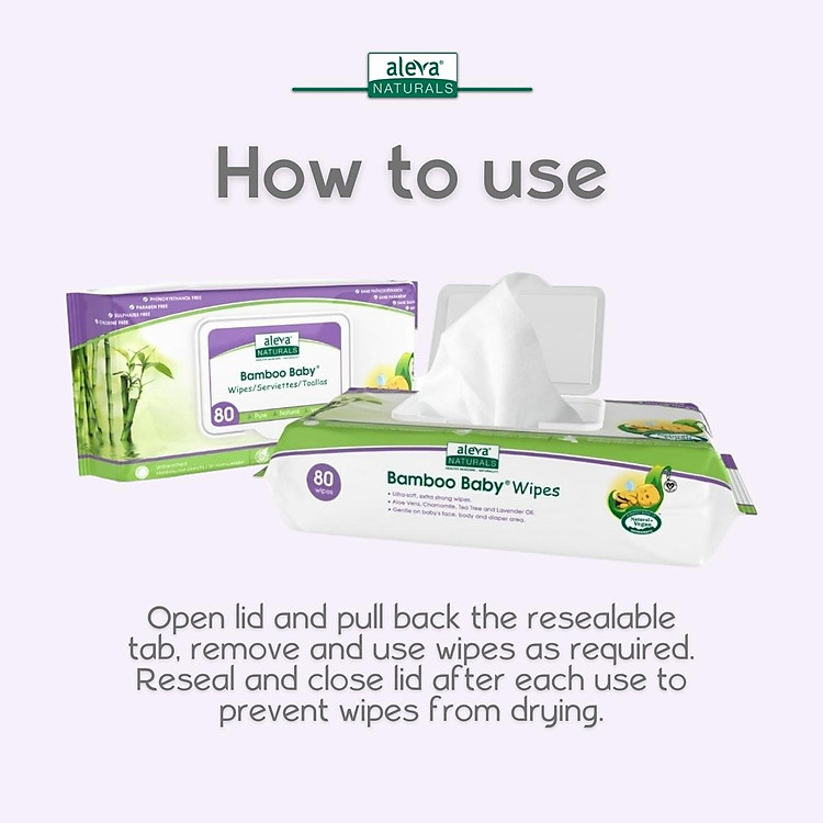 Khăn Giấy Ướt Bamboo Baby Wipes 80 tờ Chính hãng Ưu đãi - Hình ảnh 5