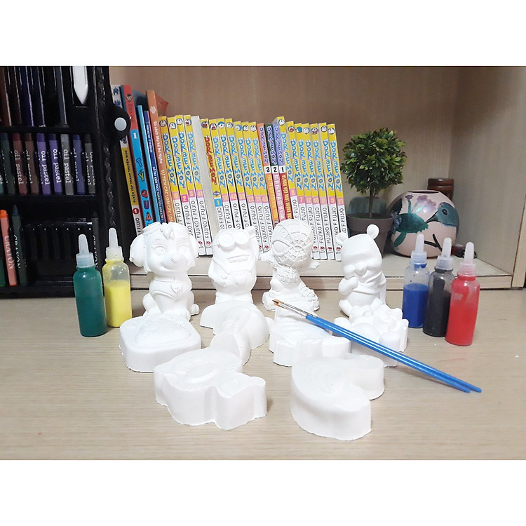 Tượng thạch cao 10 con size B + 5 màu Acrylic+ 2 cọ vẽ