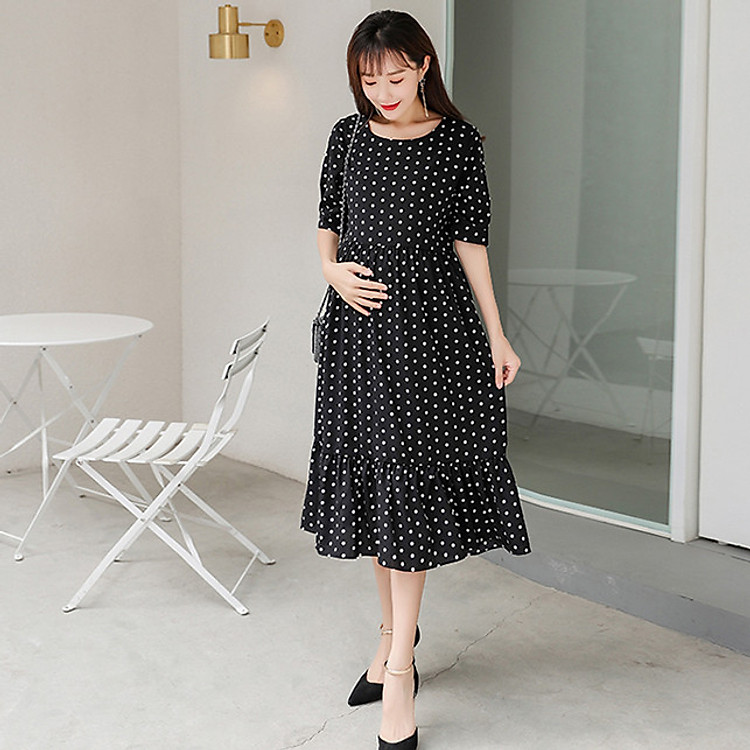 Đầm Bầu - Váy Bầu Suông Chấm Bi - ZD 72 (Ảnh Thật Chụp Chi Tiết)