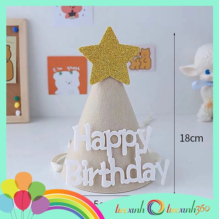 Nón chóp sinh nhật vải nỉ - Bánh sn - hồng - Ảnh 6