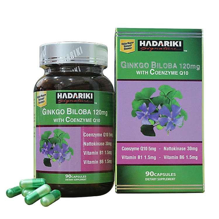 Thực phẩm chức năng bảo vệ sức khỏe Hadariki Ginkgo Biloba 120mg With Coenzyme Q10 (Chai 90 viên)