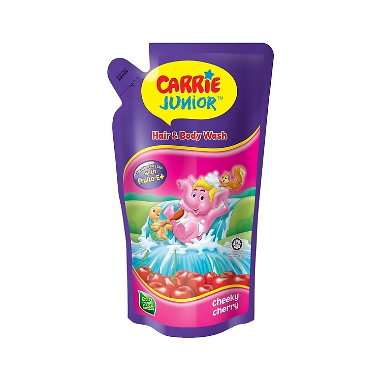 Túi Sữa Tắm Gội cho bé Carrie Junior Hương trái cây thiên nhiên Cheeky Cherry 500G