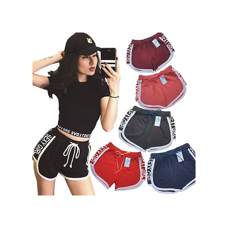 Combo 5 Quần đùi nữ SEXY GIRL dây rút, thể thao, tập gym, yoga, mặc nhà, giá rẻ, quần short nữ cao cấp ( Giao màu ngẫu nhiên )
