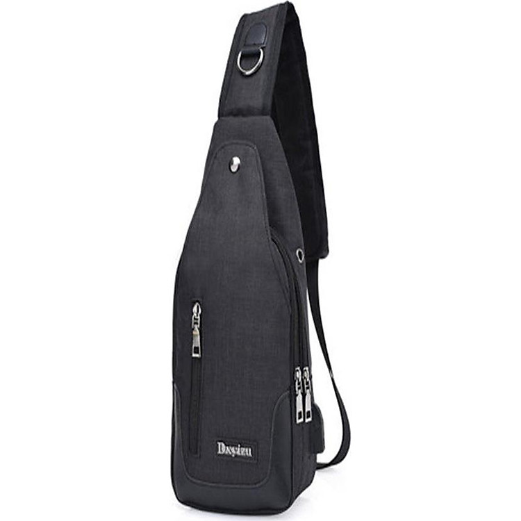 Túi đeo chéo nam vải phối da DBN11LA-1TI - Đen