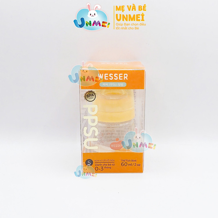 Bình sữa PPSU Wesser 60ml UnMei Giá tốt - Hình ảnh 2