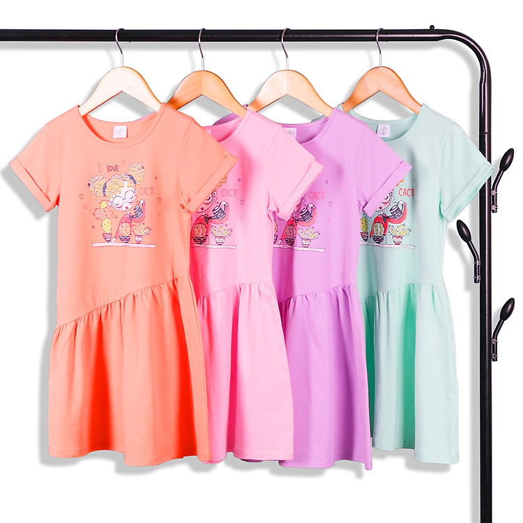 Váy Bé Gái 14-38 kg MEEJENA Đầm Bé Gái Ngắn Tay Họa Tiết Vải 100% COTTON 4C - 1751