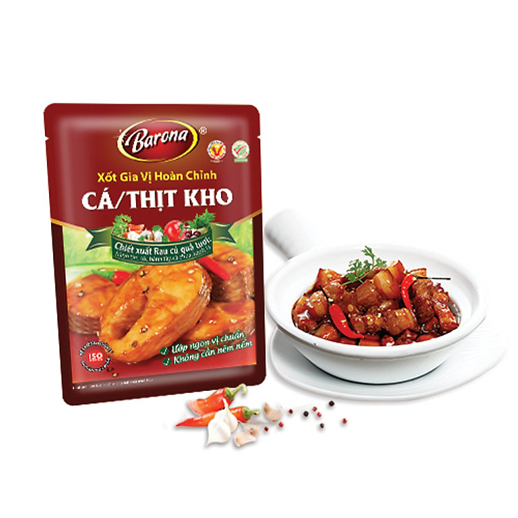 Combo 1 hộp (20 gói) xốt gia vị hoàn chỉnh Barona 80g