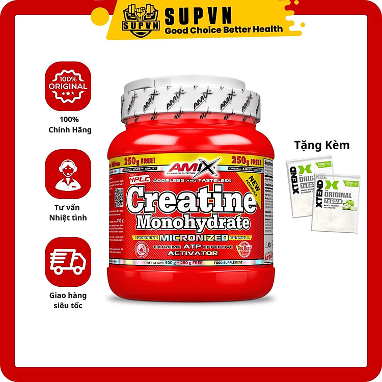 Amix Creatine Monohydrate Powder 500g - Hỗ Tăng Sức Mạnh Cơ Bắp Chính Hãng