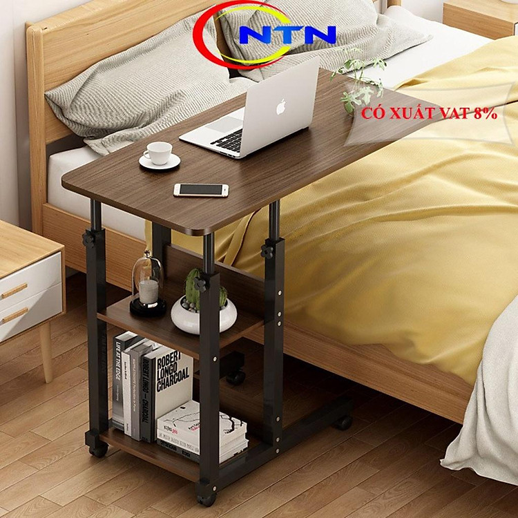 Bàn làm việc di động đa năng HOLI nâng hạ chiều cao và có bánh xe di động thiết kế ngồi giường, ngồi sofa