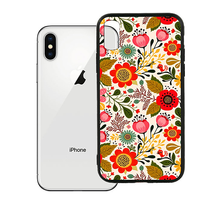 Ốp lưng viền TPU cho Iphone X - Flower 04