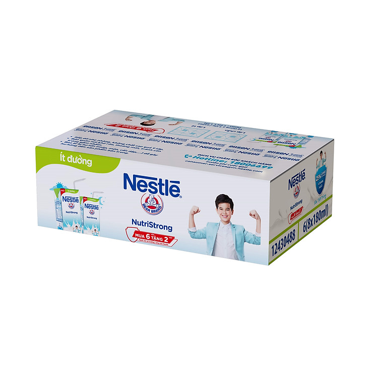 Thùng 36 hộp Sữa nước Nestlé Ít Đường (3x 180ml) Tặng kèm 12 hộp cùng loại