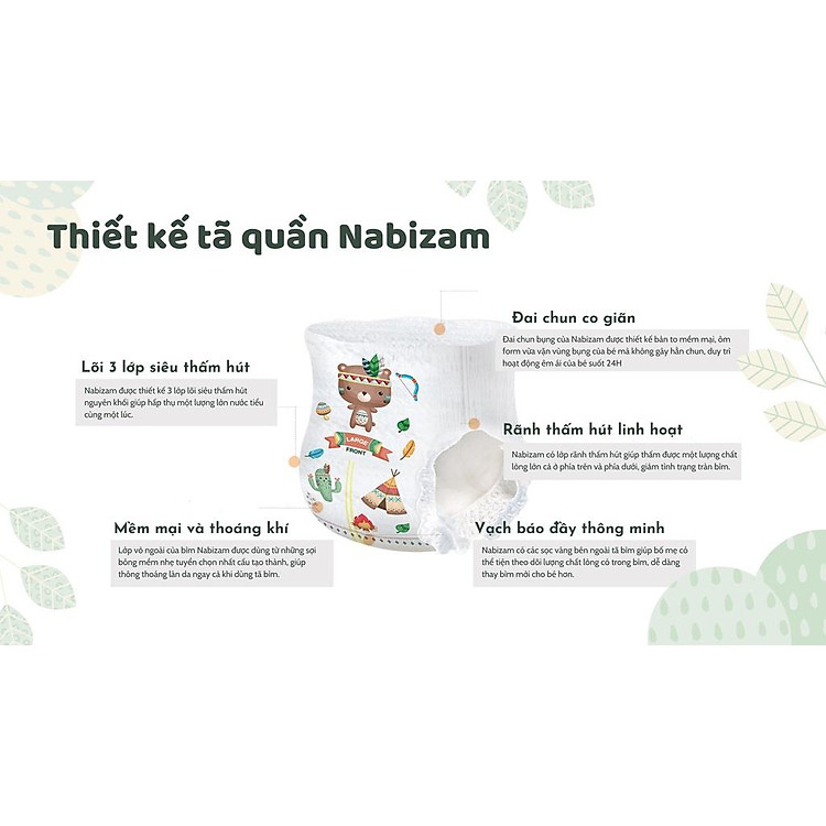 COMBO 4 Tã Nabizam Ultra Thin Size 3XL Chính hãng Giá rẻ - Hình ảnh 2