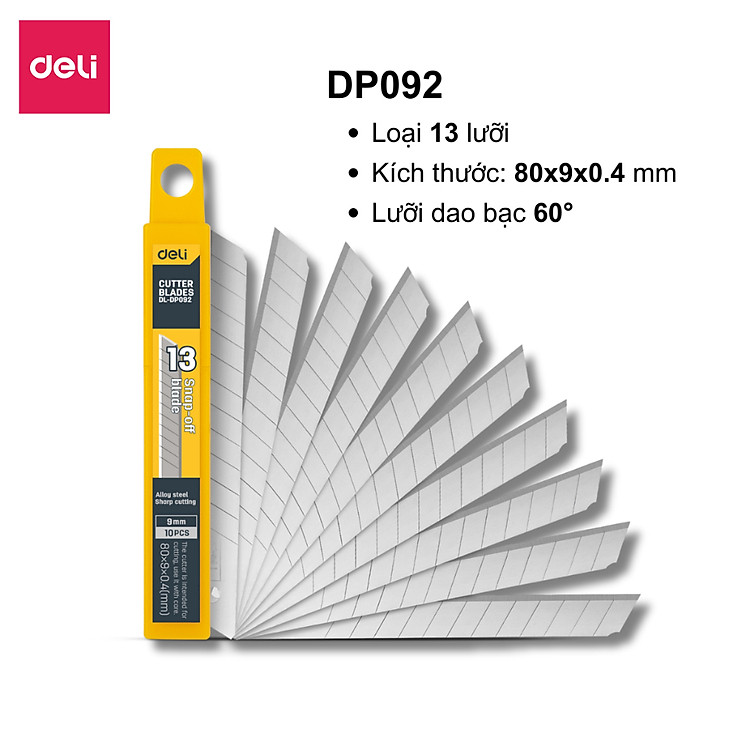 Hộp 10 Chiếc Lưỡi Dao Rọc Giấy Dao Rạch Giấy Deli Cao Cấp Chất Liệu Thép Hợp Kim SK5 Bền Thiết Kế Dễ Sử Dụng Nhỏ Gọn