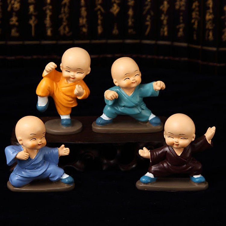 Bộ tượng phong thủy Tứ tiểu múa quyền + Tặng Joystick chơi game