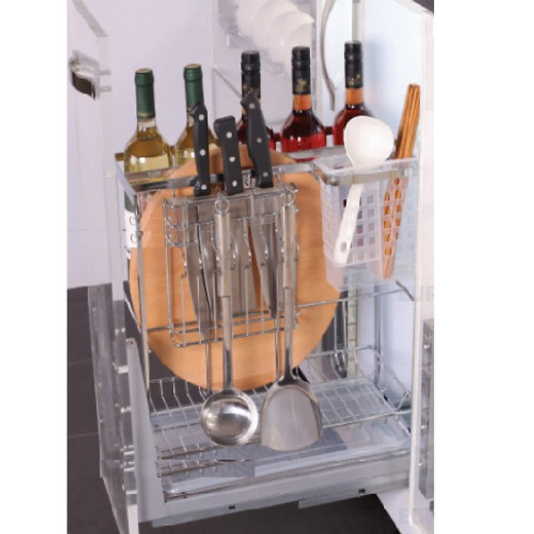 Giá Dao Thớt Nan Dẹt Inox Bóng Cao Cấp Ray Giảm Chấn EUROGOLD (ES61) - Hàng chính hãng