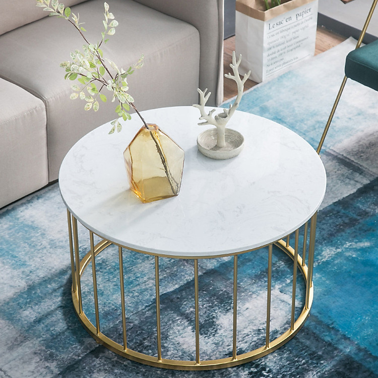 Bàn Trà Sofa Tròn Mặt Đá Hera