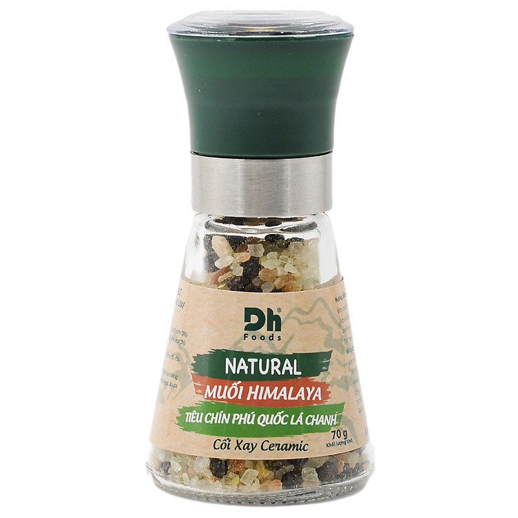 Natural Muối Himalaya Tiêu Chín Phú Quốc Lá Chanh - kèm cối xay gia vị tiện lợi