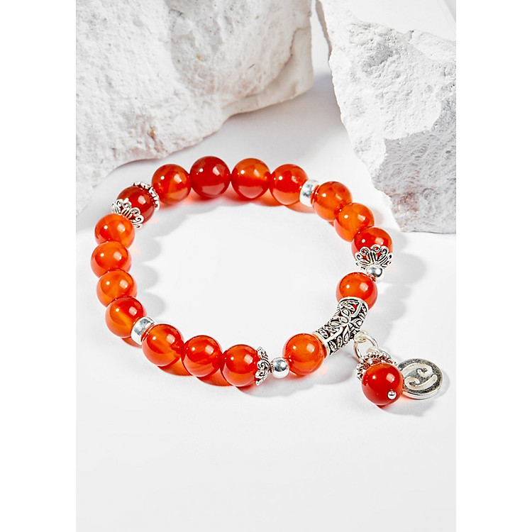 Vòng Tay Phong Thủy Nữ Đá Mã Não Đỏ Phối Charm Cung Hoàng Đạo Cự Giải (8mm) Mệnh Hỏa, Thổ Ngọc Quý Gemstones
