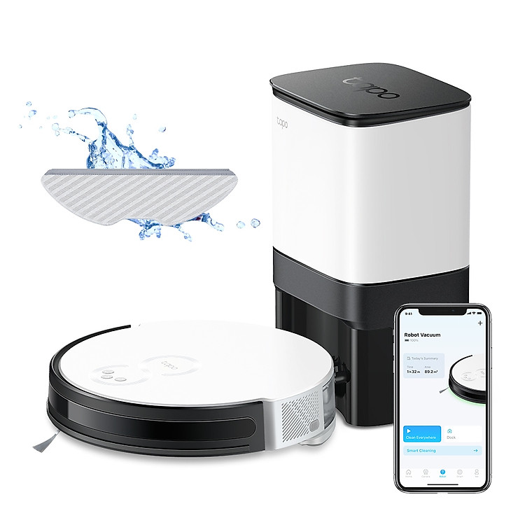 Robot Hút Bụi Và Lau Nhà + Dock Tự Động Đổ Rác Thông Minh TP-Link Tapo RV10 Plus - Hàng Chính Hãng