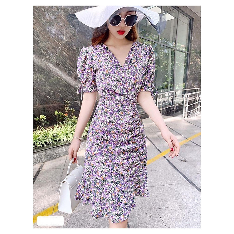 Đầm ôm hoa tay thắt xinh xắn HATI- DN88901