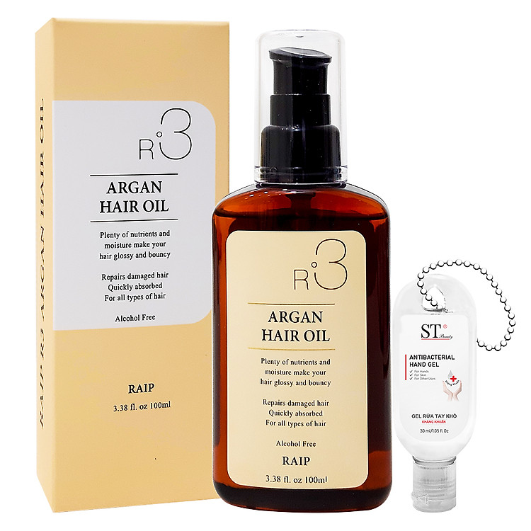 Dầu Dưỡng Tóc RAIP R3 Argan Hair Oil Phục Hồi Tóc Hư Tổn. Tặng Gel Móc Khóa 30ml