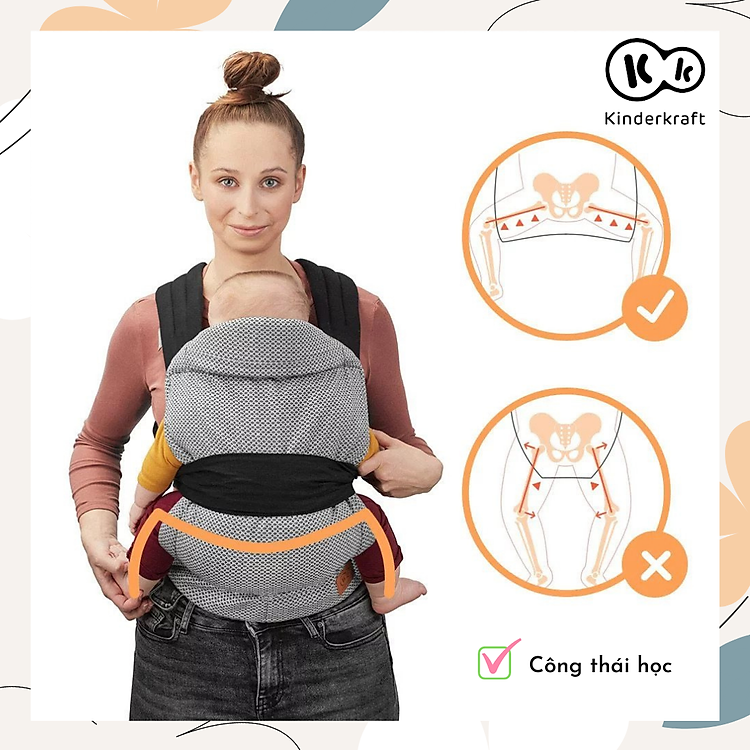 Địu cho bé 3 tháng Kinderkraft Chính hãng Ưu đãi - Hình ảnh 5