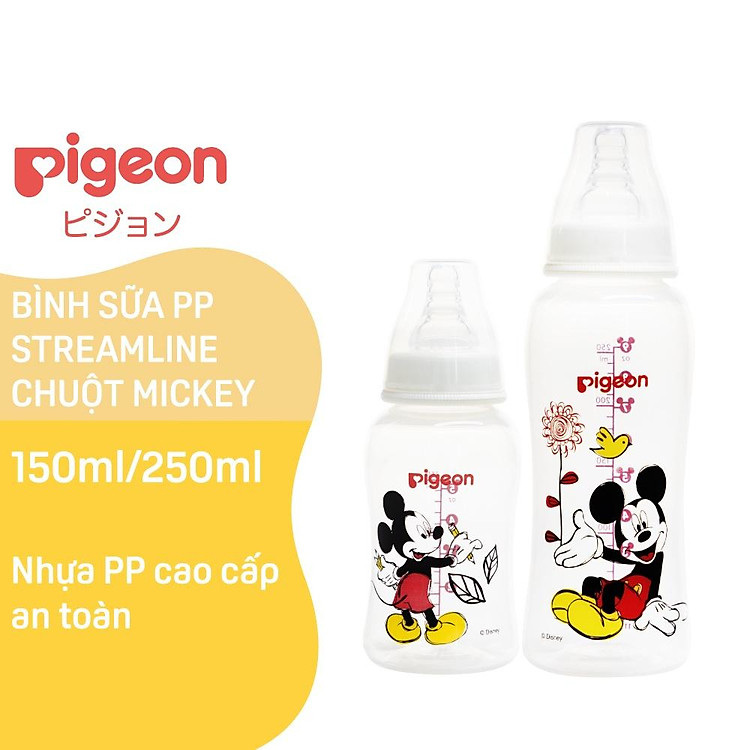 Bình Sữa PP Pigeon Hình Chuột Mickey Chính hãng Giá tốt - Hình ảnh 4