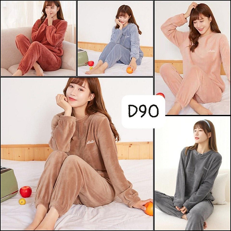 Bộ đồ bộ ngủ đồ bông nỉ đồ dài tay mùa đông LINH BÔNG