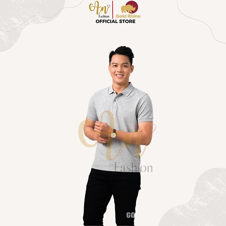 Áo Polo Nam Màu Xám Tiêu Cao Cấp Với Chất Vải 100% Cotton - Gold Rhino