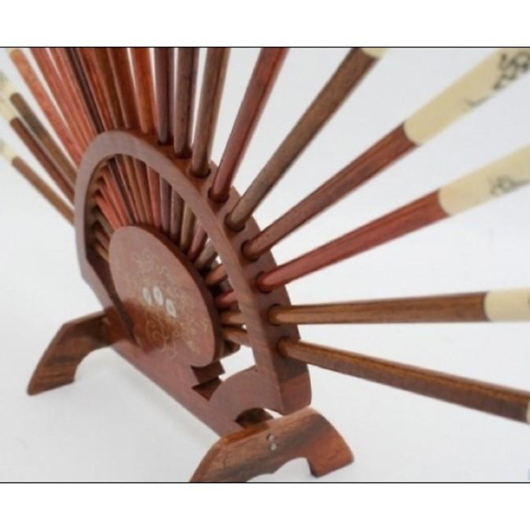 Bộ đũa thờ 10 đôi + giá rẻ quạt bằng gỗ Hương (CTH790) - Ảnh 6