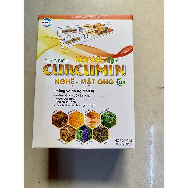 Nano CURCUMIN NGHỆ - MẬT ONG MH - 20 gói dung dịch x 10ml( nghe vang)