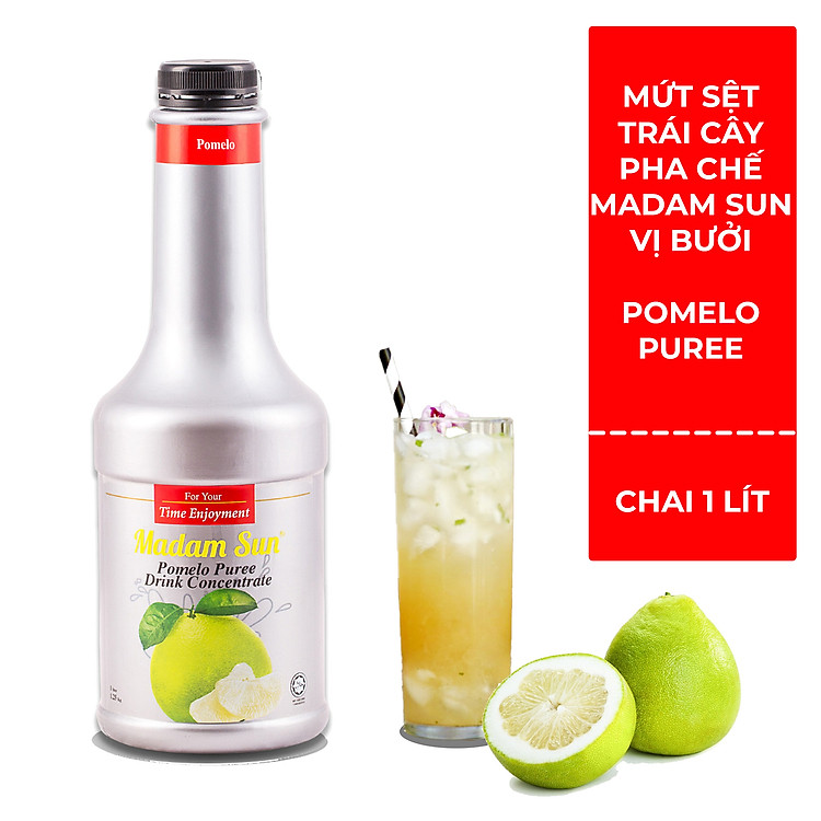 Mứt trái cây pha chế Madamsun vị Bưởi (Pomelo Puree Mix) chai 1L - Hàng nhập khẩu Malaysia