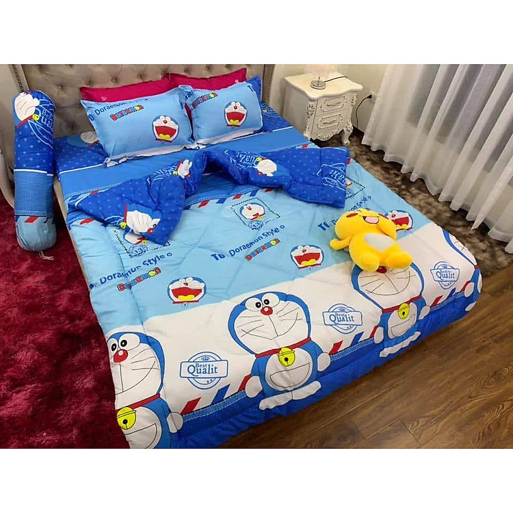 Chăn Phao Ga Gối họa tiết mèo máy