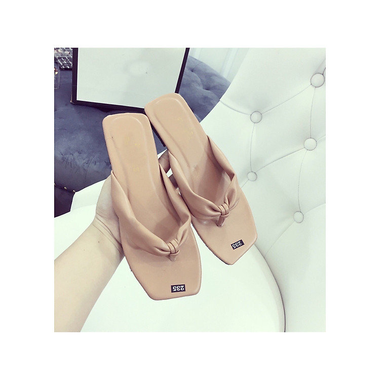 Dép kẹp da quai phồng cao cấp