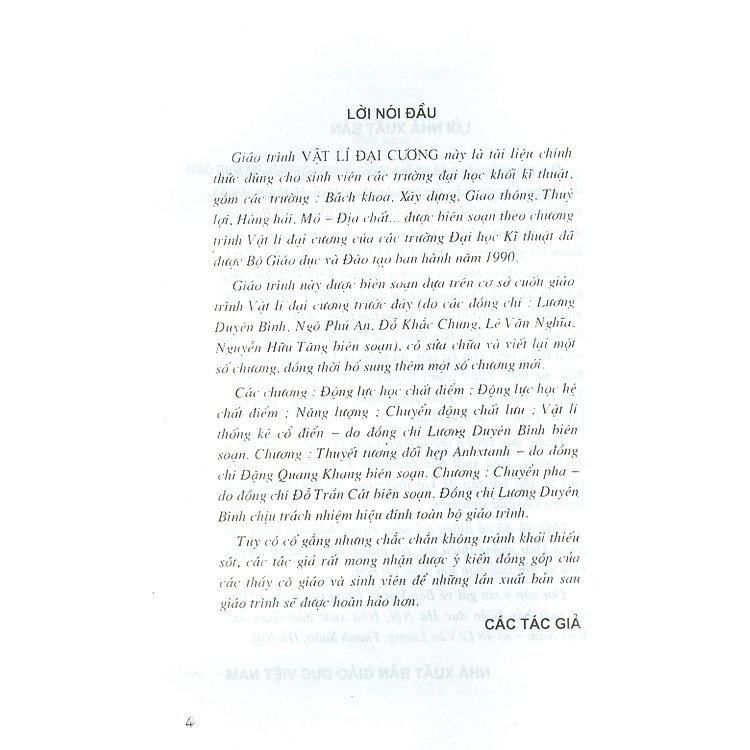 Vật Lí Đại Cương - Tập Một: Cơ-Nhiệt (Tái bản lần thứ 26 năm 2023) - Ảnh 4