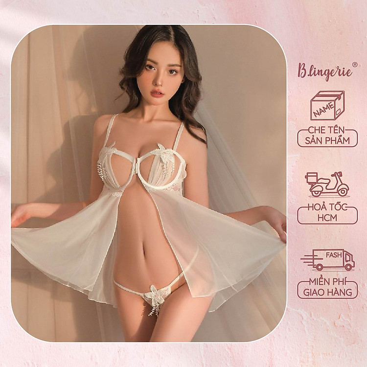 Váy Ngủ Xẻ Tà Ren - B.Lingerie