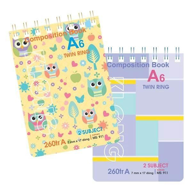 Sổ Lo Xo Kép Ngang A6 Klong 3 Subject (260 trang)