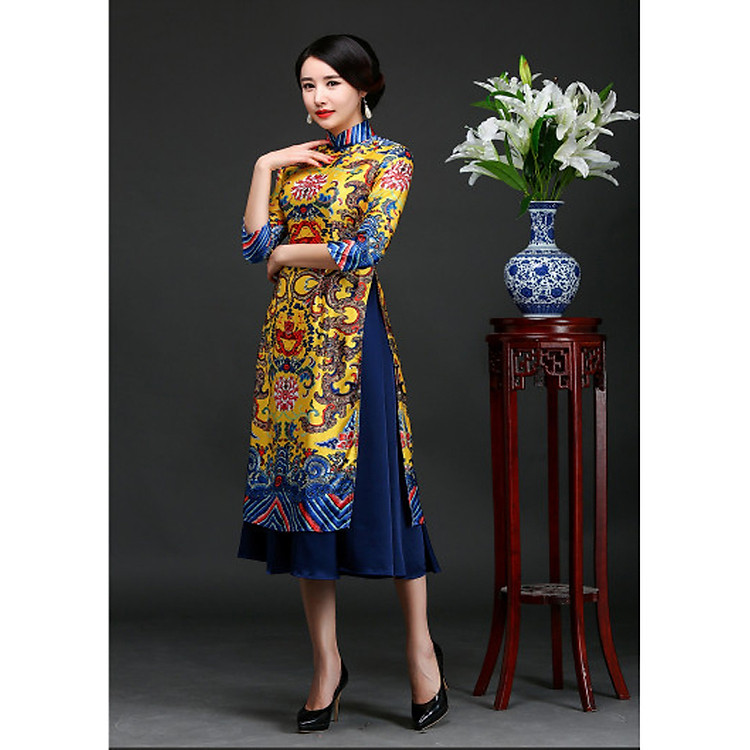 Set áo dài cách tân long bào cao cấp - ML01