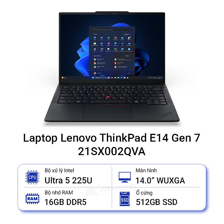 Laptop Lenovo ThinkPad E14 Gen 7 21SX002QVA (Intel Core Ultra 5 225U | 16GB | 512GB | 14 inch WUXGA | Intel Graphics | NoOS | Đen) - HÀNG CHÍNH HÃNG
