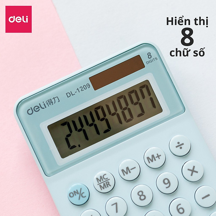 Máy tính để bàn Deli 1209A - Màn hình 8 số - Màu Xanh dương - Ảnh 3