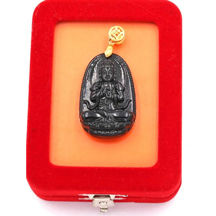 Mặt dây chuyền Như lai Đại nhật đen 3.6 cm kèm hộp nhung