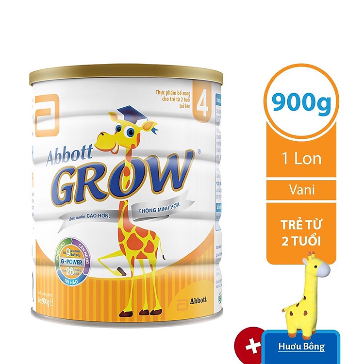 Sữa Bột Abbott Grow 4 DHA AW4M Dành Cho Trẻ 2 Tuổi Trở Lên (900g) - Tặng Gấu Bông Hươu Cao Cổ